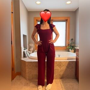 LIKE NEW Moa Moa Red Backless Cap Sleeve Jumpsuit